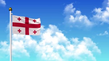 4K 'da Alfa Kanalı ve Gökyüzü Arkaplanı ile GEORGIA Bayrak Dalgası