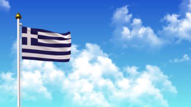 4K 'da Alfa Kanalı ve Gökyüzü Arkaplanı ile GREECE Bayrak Dalgalanması
