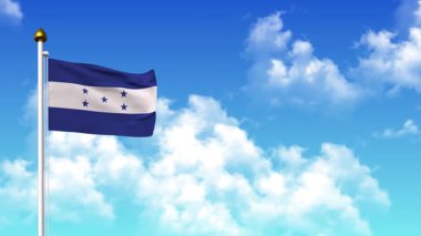 HONDURAS 4K 'da Alfa Kanalı ve Gökyüzü Arkaplanı ile Bayrak Dalgası