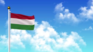 4K 'da Alfa Kanalı ve Gökyüzü Arkaplanı ile HUNGARY Bayrak Dalgası