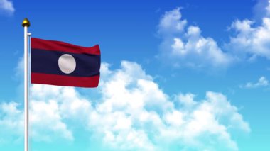 4K 'da Alfa Kanalı ve Gökyüzü Arkaplanı ile LAOS Bayrak Dalgalanması