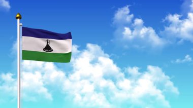 LESOTHO 4K 'de Alfa Kanalı ve Gökyüzü Arkaplanı ile Dalgalanma