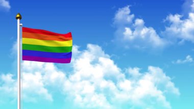 4K 'da Alfa Kanalı ve Gökyüzü Arkaplanı ile LGBT Bayrak Dalgalanması