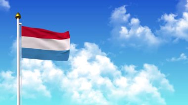 4K 'da Alfa Kanalı ve Gökyüzü Arkaplanı ile LUXEMBOURG Bayrak Dalgalanması