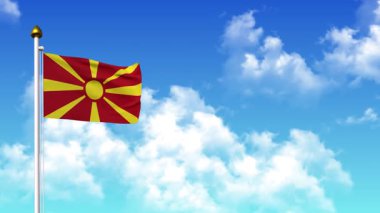 4K 'da Alfa Kanalı ve Gökyüzü Arkaplanı ile MACEDONIA Bayrak Dalgası
