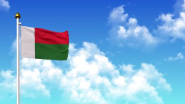 4K 'da Alfa Kanalı ve Gökyüzü Arkaplanı ile MADAGASCAR Bayrak Dalgalanması