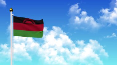 4K 'da Alfa Kanalı ve Gökyüzü Arkaplanı ile MALAWI Bayrak Dalgası