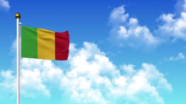 4K 'da Alfa Kanalı ve Gökyüzü Arkaplanı ile Mali Bayrağı Dalgalanması