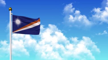 Marshall Adaları 4K 'da Alfa Kanalı ve Gökyüzü Arkaplanı ile Bayrak Dalgalanması