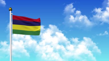4K 'da Alfa Kanalı ve Gökyüzü Arkaplanı ile MAURITIUS Bayrak Dalgası