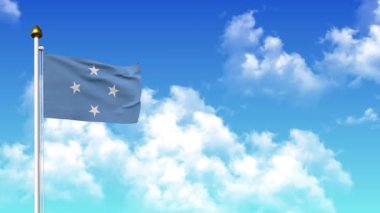 4K 'da Alfa Kanalı ve Gökyüzü Arkaplanı ile MICRONEZYA Bayrak Dalgası