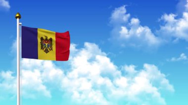 4K 'da Alfa Kanalı ve Gökyüzü Arkaplanı ile MOLDOVA Bayrak Dalgası