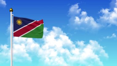 4K 'da Alfa Kanalı ve Gökyüzü Arkaplanı ile NAMIBIA Bayrak Dalgası
