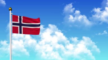 4K 'da Alfa Kanalı ve Gökyüzü Arkaplanı ile NORway Bayrağı Dalgalanması