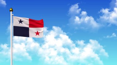 Alfa Kanalı ve Gökyüzü Arkaplanı 4K 'da Panama Bayrağı Dalgalanması