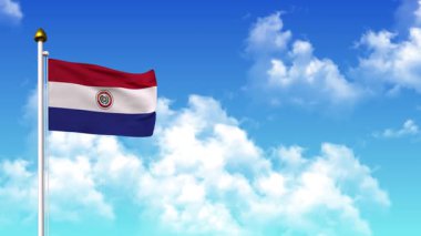 4K 'da Alfa Kanalı ve Gökyüzü Arkaplanı ile Paraguay Bayrağı Dalgalanması