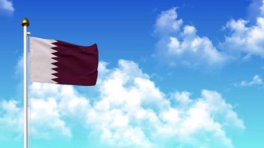 4K 'da Alfa Kanalı ve Gökyüzü Arkaplanı ile Katar Bayrağı Dalgalanması
