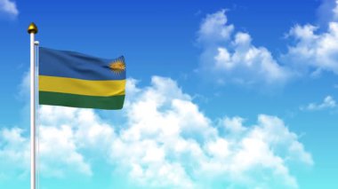 4K 'da Alfa Kanalı ve Gökyüzü Arkaplanlı Rwanda Bayrak Dalgası