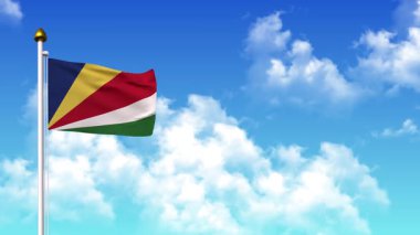 SEYCHELLES 4K içinde Alfa Kanalı ve Gökyüzü Arkaplanı ile Bayrak Dalgası