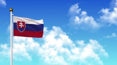 4K 'da Alfa Kanalı ve Gökyüzü Arkaplanı ile SLOVAKIA Bayrak Dalgalanması
