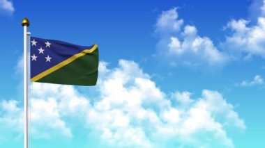 SOLOMON Adaları 4K 'da Alfa Kanalı ve Gökyüzü Arkaplanı ile Bayrak Dalgalanması