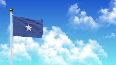 4K 'da Alfa Kanalı ve Gökyüzü Arkaplanı ile SOMALIA Bayrak Dalgası