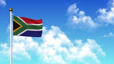 4K 'da Alfa Kanalı ve Gökyüzü Arkaplanlı Güney Afrika Bayrağı Dalgalanması