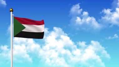4K 'da Alfa Kanalı ve Gökyüzü Arkaplanı ile SUDAN Bayrak Dalgası