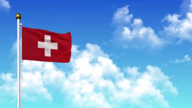 4K 'da Alfa Kanalı ve Gökyüzü Arkaplanı ile SWitzERLAND Bayrak Dalgalanması