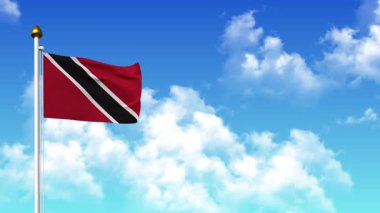 4K 'da Alpha Channel ve Gökyüzü Arkaplanı ile TRINIDAD Bayrak Dalgalanması