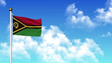 4K 'da Alfa Kanalı ve Gökyüzü Arkaplanı ile VANUATU Bayrak Dalgası