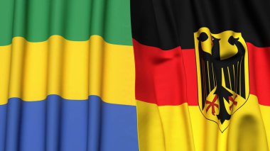 GABON ve GERMANY bayrakları gerçekçi kumaş dokusuyla