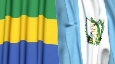 GABON ve GUATEMALA bayrakları gerçekçi kumaş dokusuyla