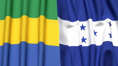 GABON ve HONDURAS bayrakları gerçekçi kumaş dokusuyla