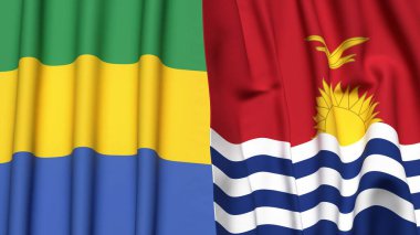 GABON ve KIRIBATI bayrakları gerçekçi kumaş dokusuyla