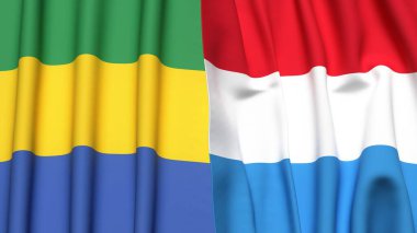 GABON ve LUXEMBOURG bayrakları gerçekçi kumaş dokusuyla