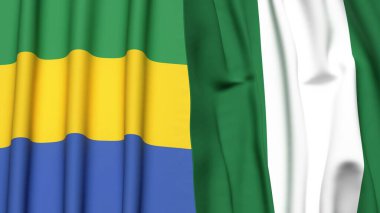 GABON ve NIGERIA bayrakları gerçekçi kumaş dokusuyla