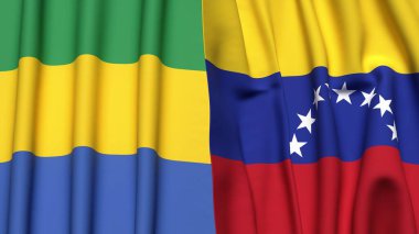 GABON ve Venezuela bayrakları gerçekçi kumaş dokusuyla