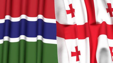 GAMBIA ve GEORGIA bayrakları gerçekçi kumaş dokusuna sahip