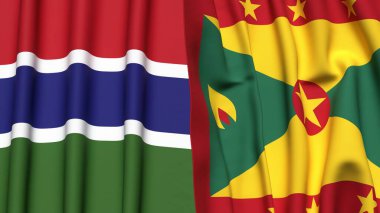 GAMBIA ve GRENADA bayrakları gerçekçi kumaş dokusuyla