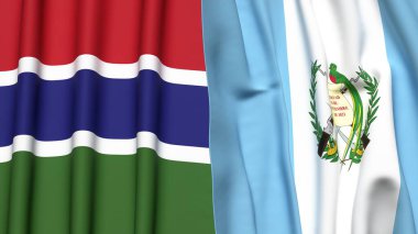 GAMBIA ve GUATEMALA bayrakları gerçekçi kumaş dokusuyla