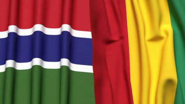 GAMBIA ve Gine bayrakları gerçekçi kumaş dokusuna sahip