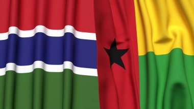 GAMBIA ve GİNEA-BISSAU bayrakları gerçekçi kumaş dokusuyla