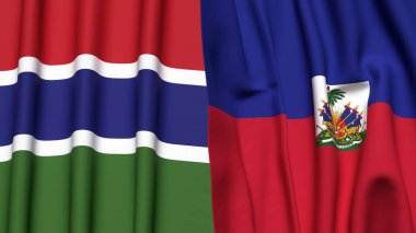 GAMBIA ve HAITI bayrakları gerçekçi kumaş dokusuyla