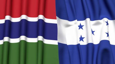 GAMBIA ve HONDURAS bayrakları gerçekçi kumaş dokusuyla