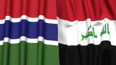 GAMBIA ve IRAQ bayrakları gerçekçi kumaş dokusuna sahip