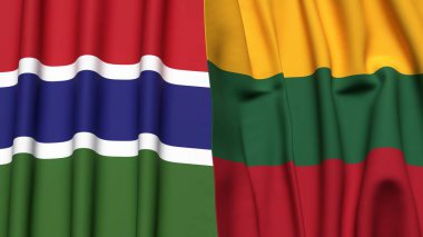GAMBIA ve LITHUANIA bayrakları gerçekçi kumaş dokusuna sahip