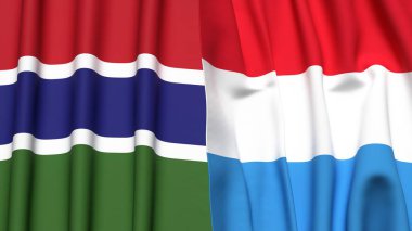 GAMBIA ve LUXEMBOURG bayrakları gerçekçi kumaş dokusuyla