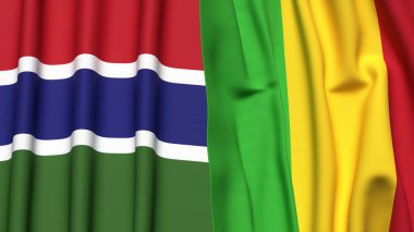 GAMBIA ve MALI bayrakları gerçekçi kumaş dokusuna sahip