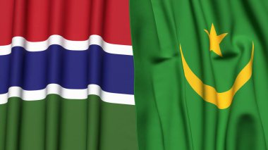GAMBIA ve MAURITANIA bayrakları gerçekçi kumaş dokusuna sahip